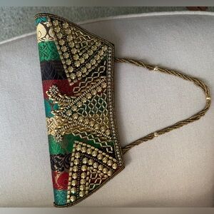 Vintage Indian Embroidered Beaded Evening Clutch Bag Boho Ethnic